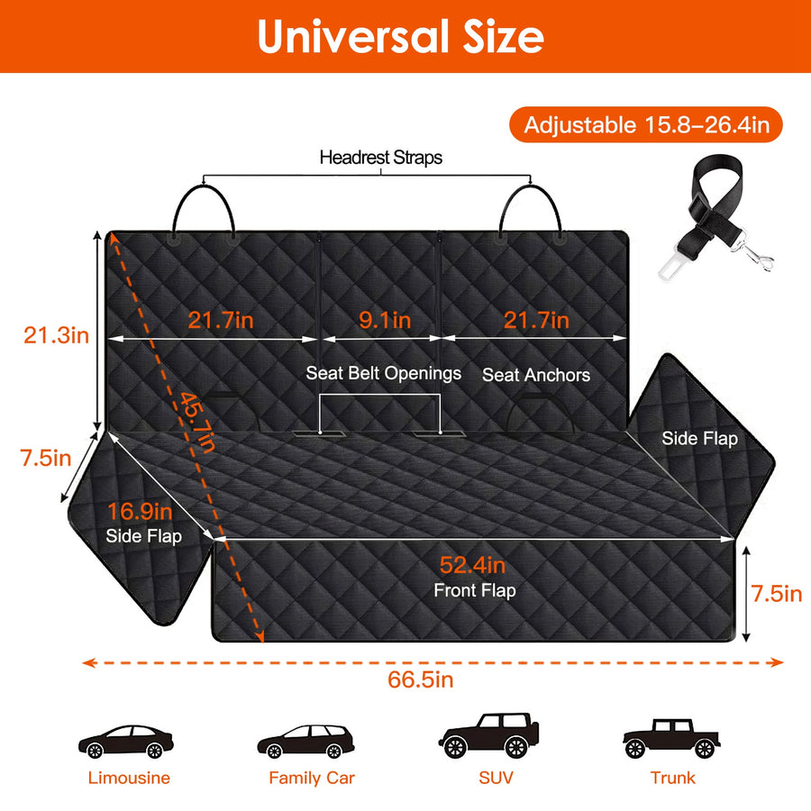 Waterproof Dog Car Seat Cover for Back Seat Protection