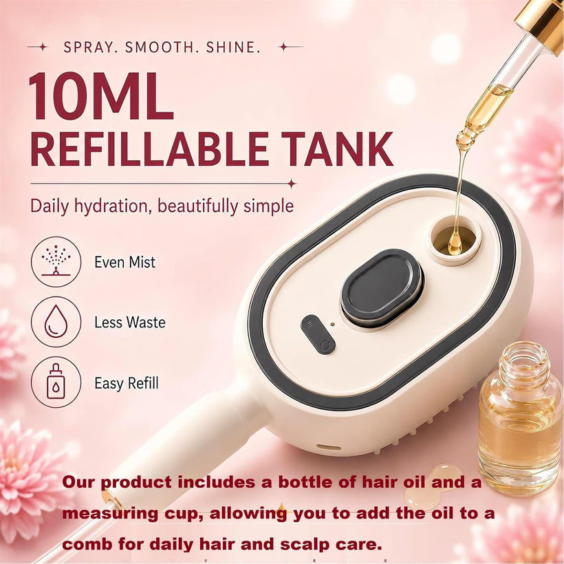 Zairova™ 3-in-1 Electric Mist & Red-Light Hair Brush