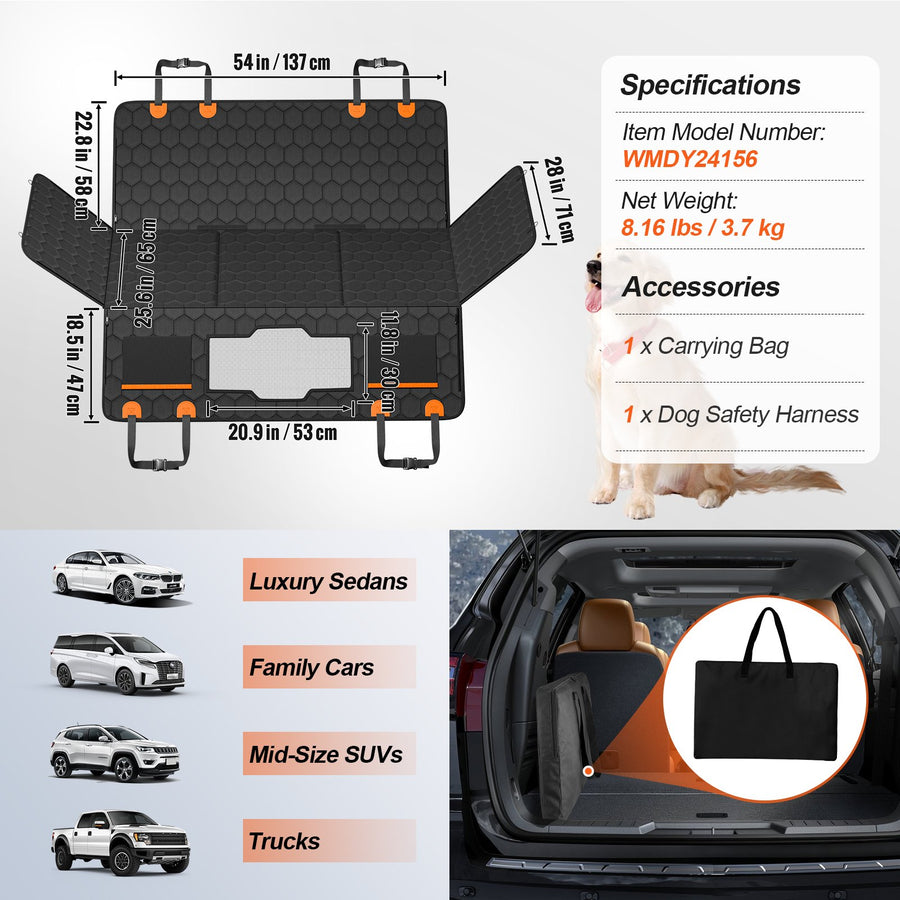 Hard Bottom Dog Car Seat Cover & Back Seat Extender